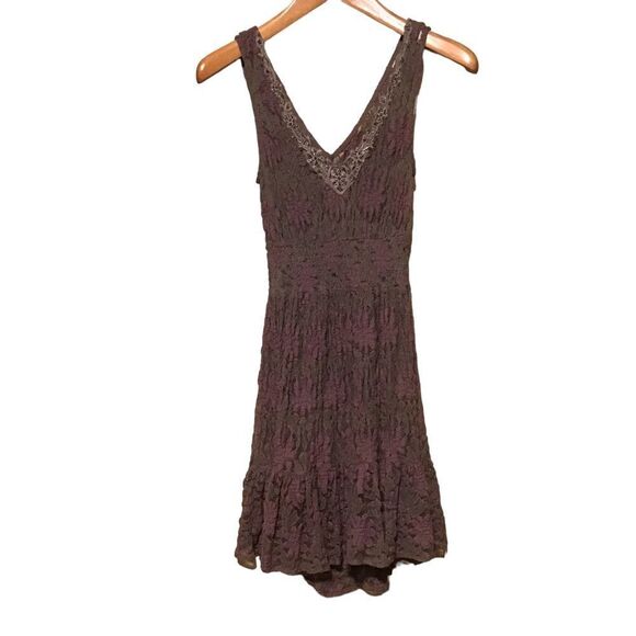 Free People Brown Purple Floral Lace Dress XS - Picture 1 of 10